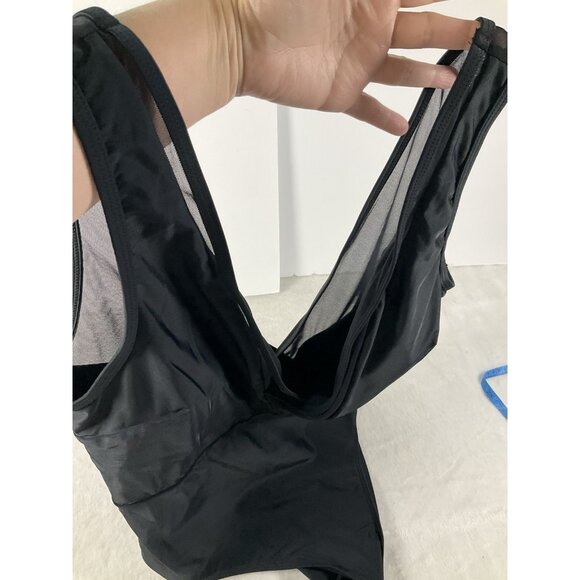 CupShe Extra Large XL Black Bathing Suit‎ NWT One Piece Swimsuit Mesh V-neck - Picture 9 of 12